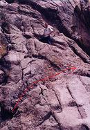 crux move - a diagonal crack